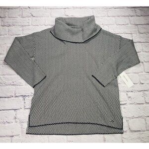 Calvin Klein Women's Crowl Neck Black White Herringbone Sweater Size Small